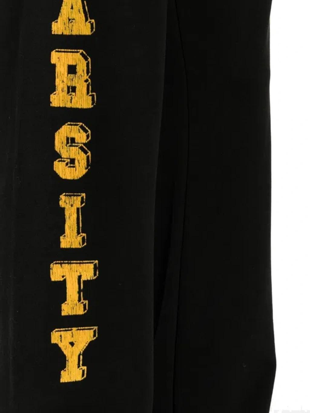 Flocked-logo Cotton Track Pants In Black Product Image