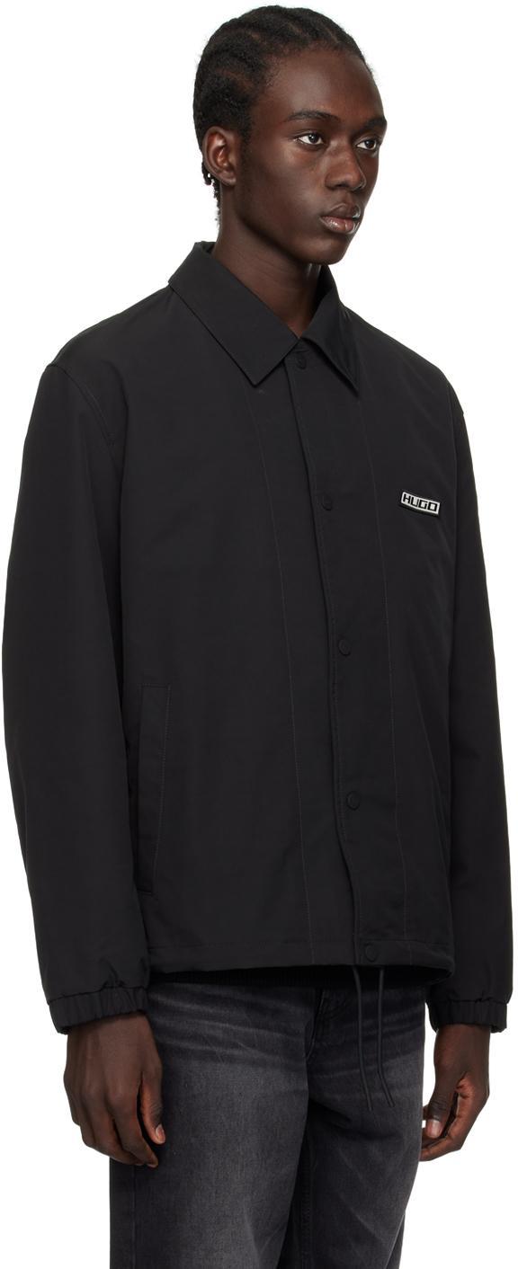 HUGO BOSS Water-repellent Coach Jacket With Logo Badge In Black Product Image