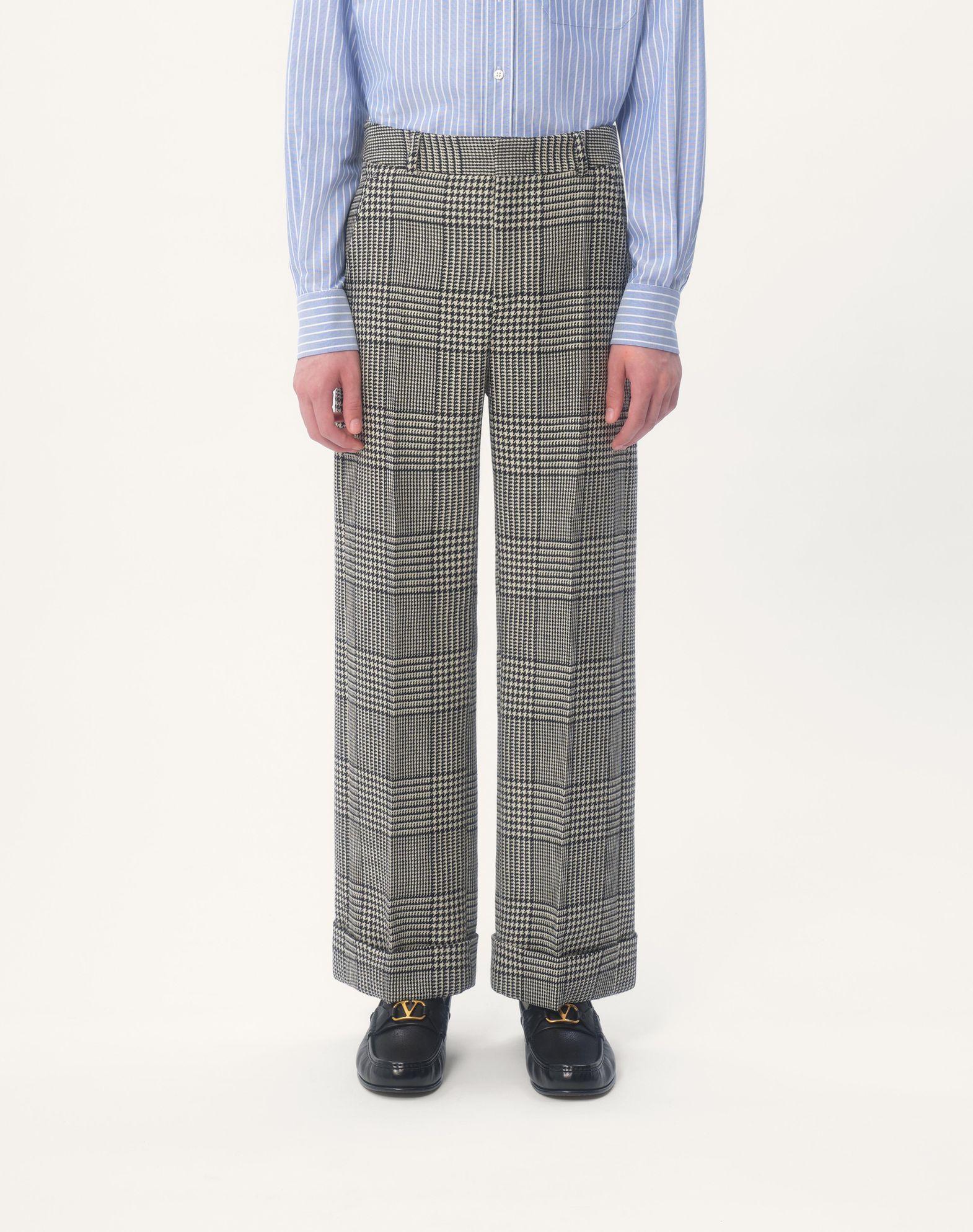 Wool Pants With Turn-Ups With Check Pattern On Houndstooth Product Image