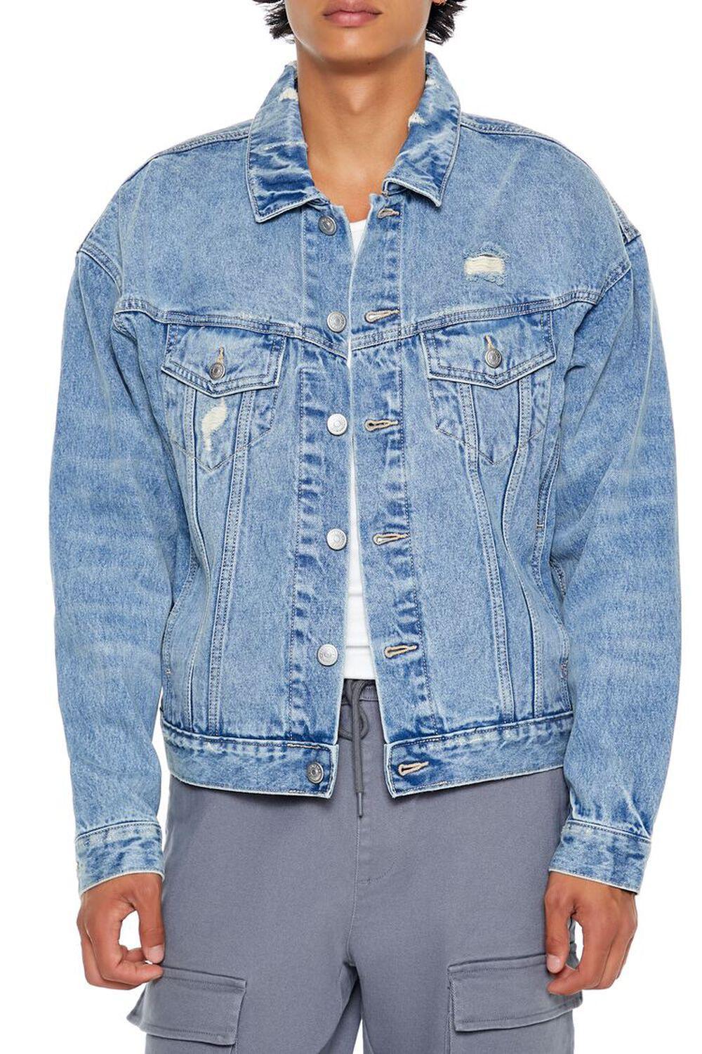 Distressed Denim Trucker Jacket | Forever 21 Product Image