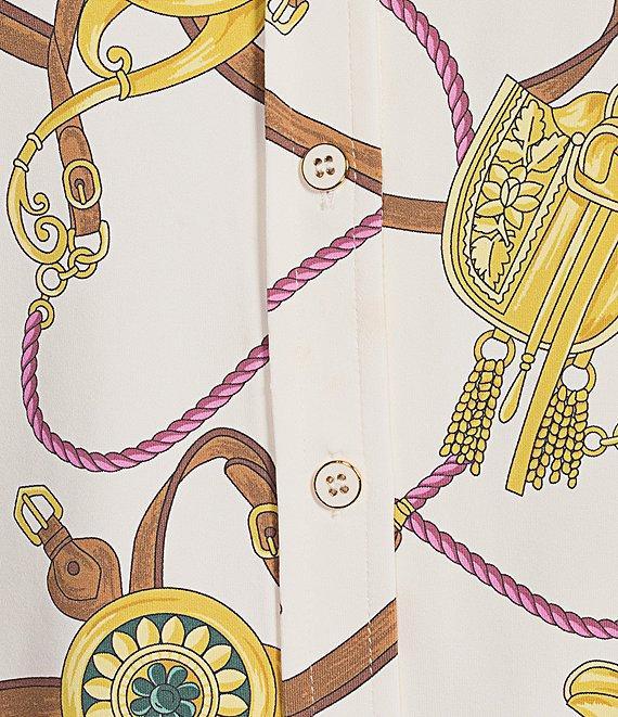 J.McLaughlin Betty Printed Catalina Cloth Point Collar Long Sleeve Button Front Top Product Image