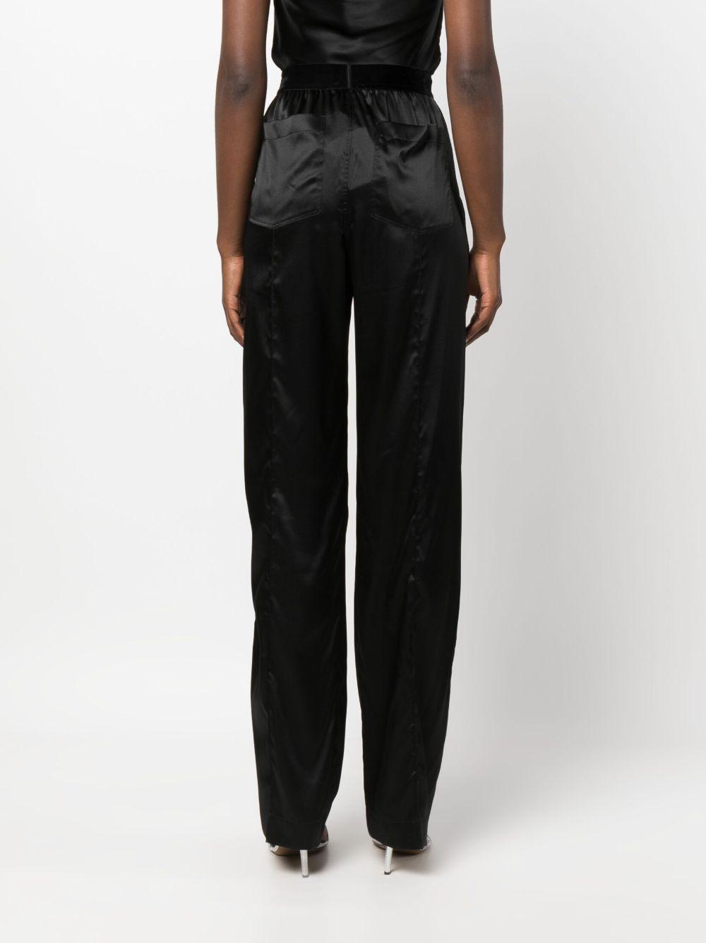 high-waisted straight-leg silk trousers Product Image