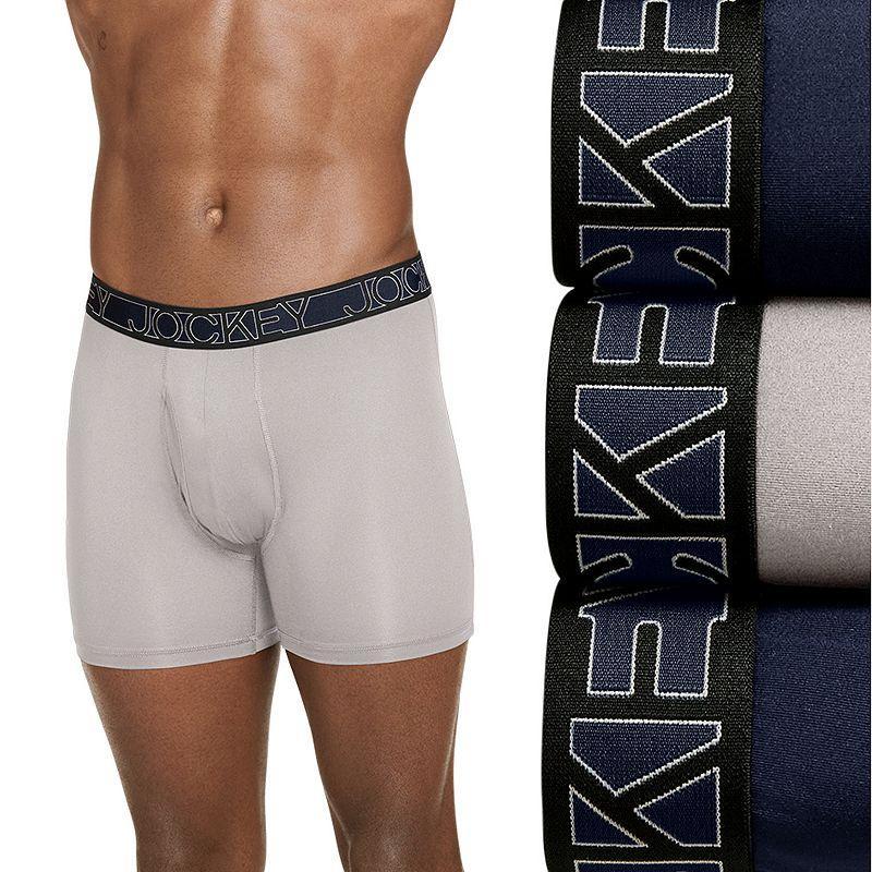 Men's Jockey 3-Pack Active Microfiber 5" Boxer Briefs, Size: Large, Black Product Image