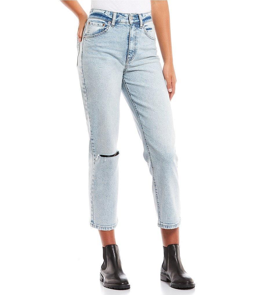 High Rise Ankle Crop Straight Jeans Product Image