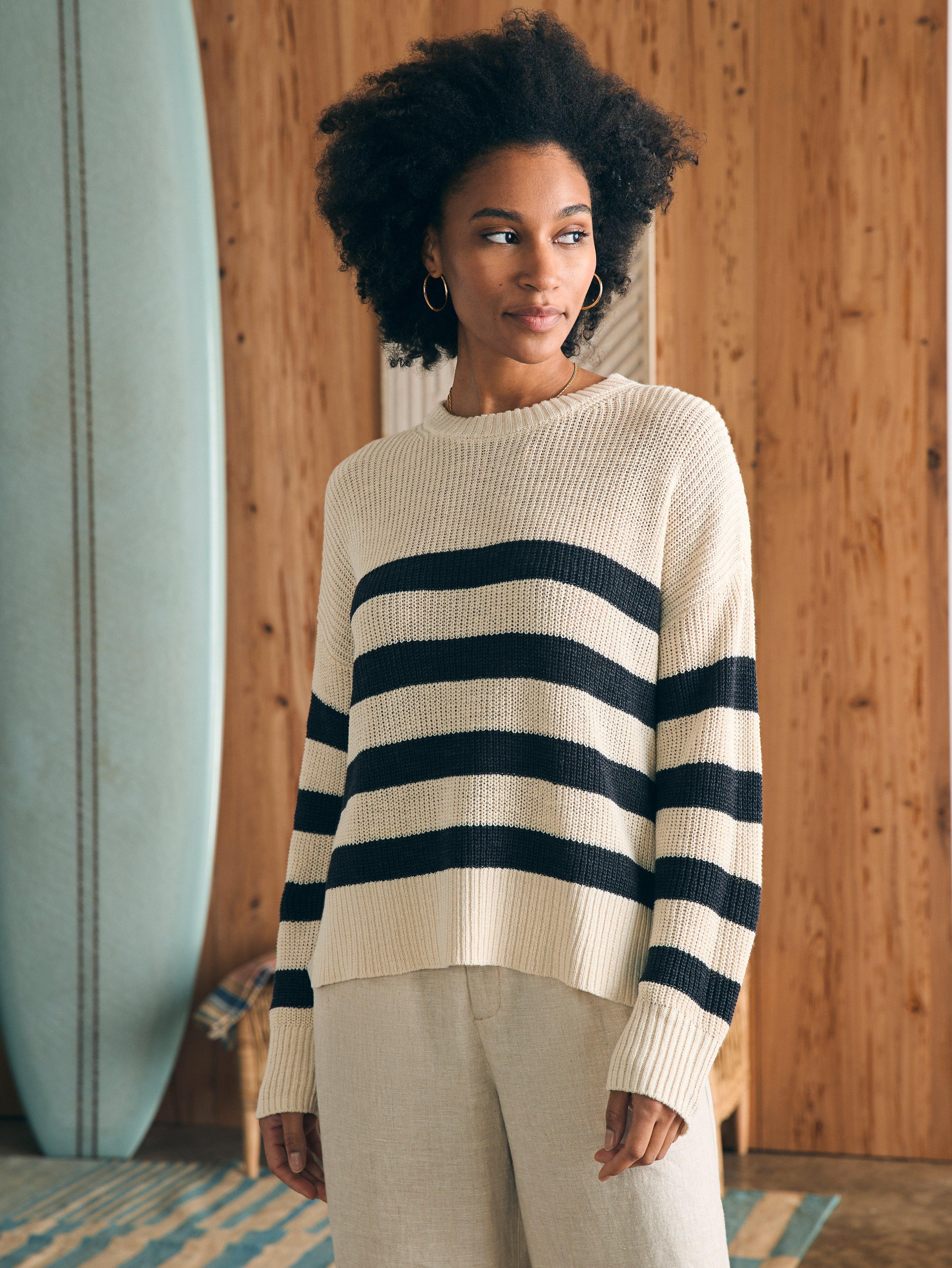 Miramar Linen Crew Sweater - Kadena Phantom Stripe Female Product Image