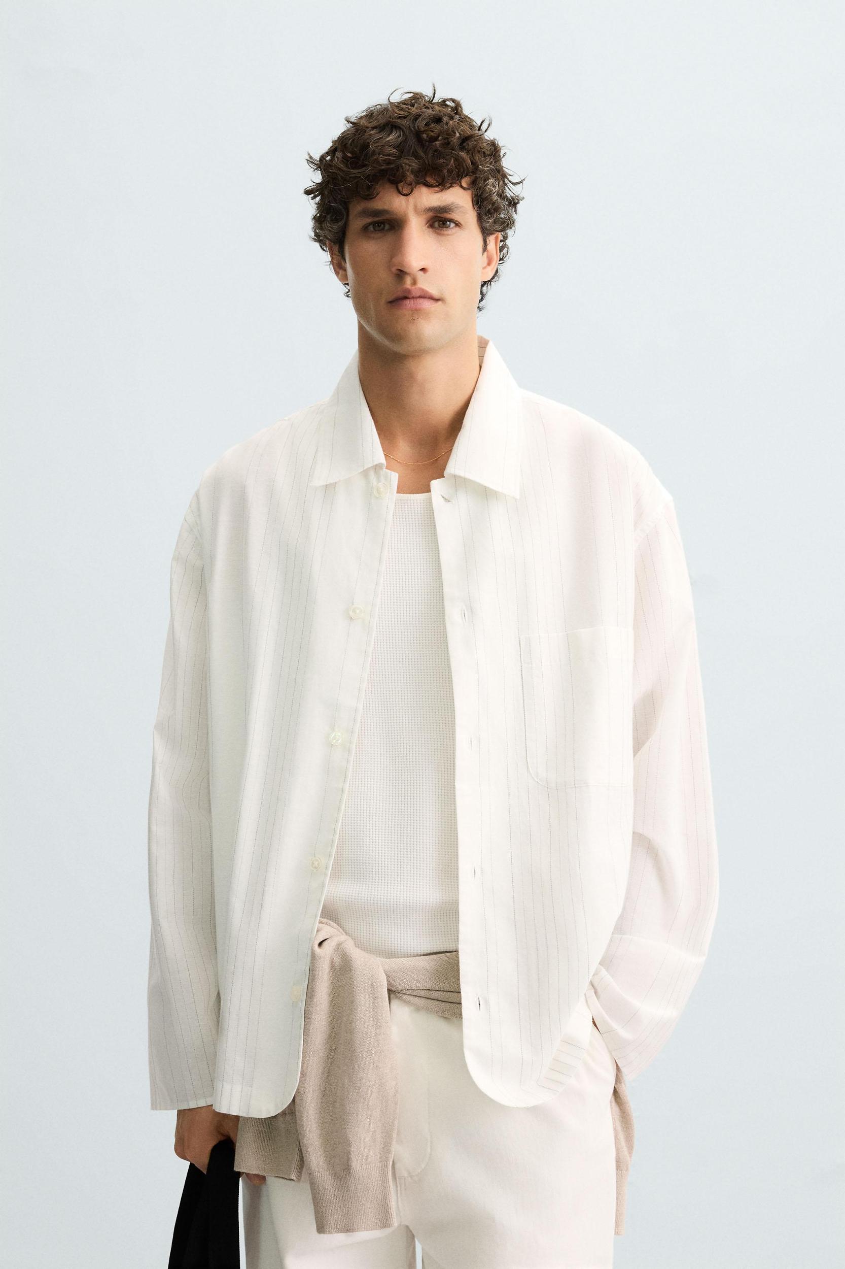 TEXTURED WEAVE STRIPED SHIRT Product Image