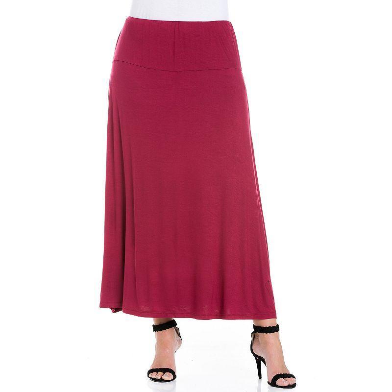 Plus Size 24Seven Comfort Apparel Comfortable Fit Elastic Waist Maxi Skirt, Women's, Size: 4XL, Green Product Image