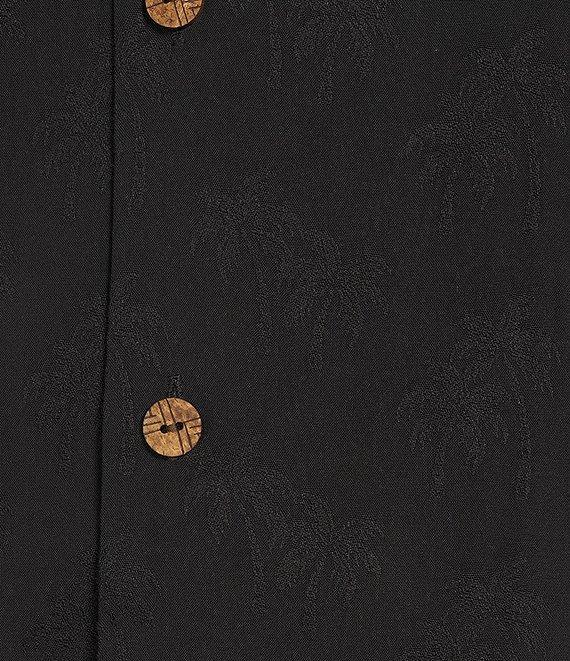 Caribbean Palm Trees Jacquard Short Sleeve Woven Camp Shirt Product Image