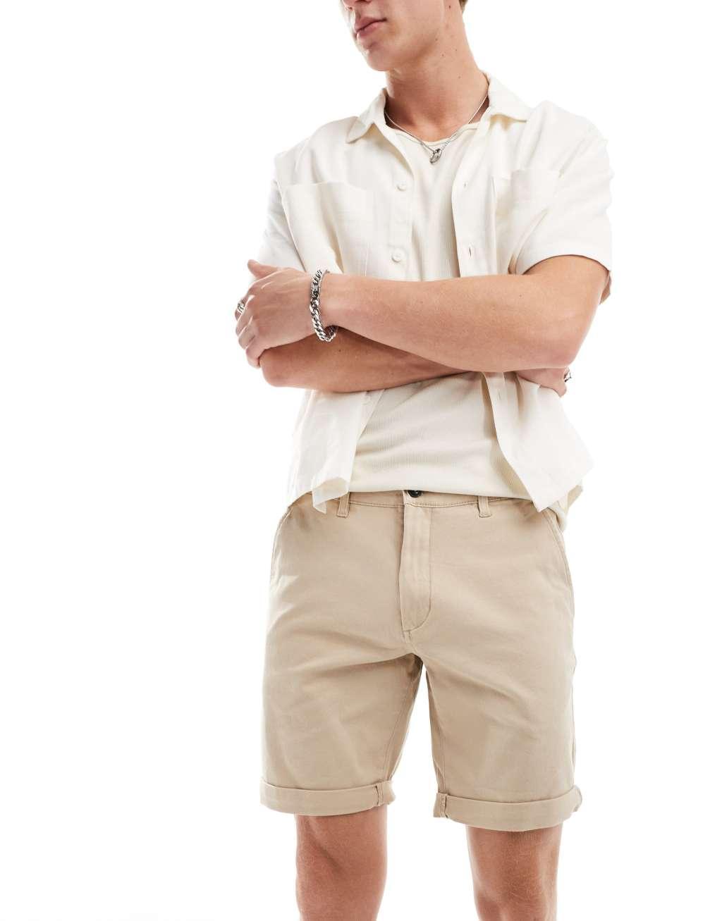 Jack & Jones 2 pack chino shorts in navy and tan Product Image