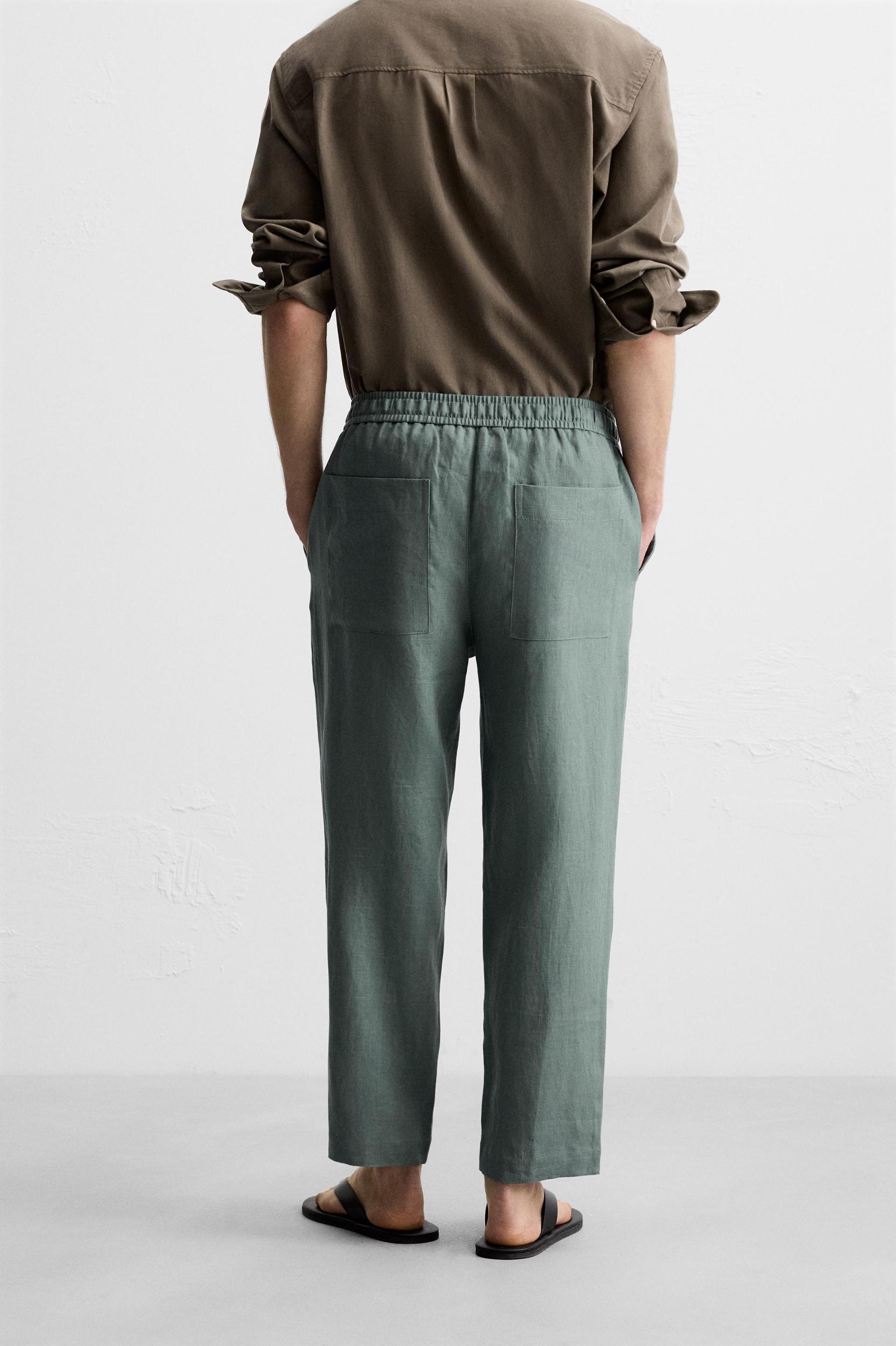 100% LINEN REGULAR FIT PANTS Product Image
