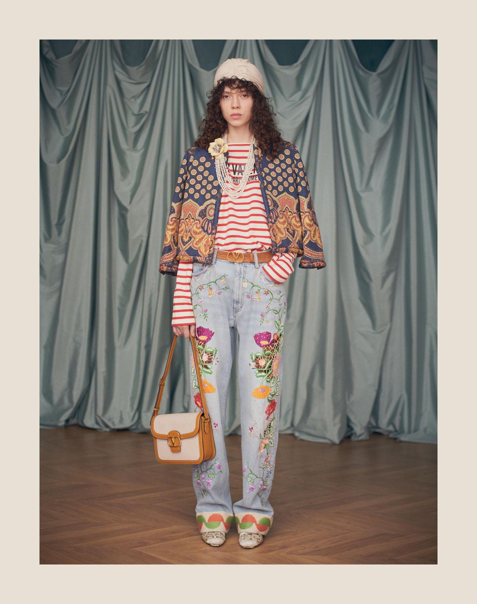 Embroidered Denim Pants Product Image