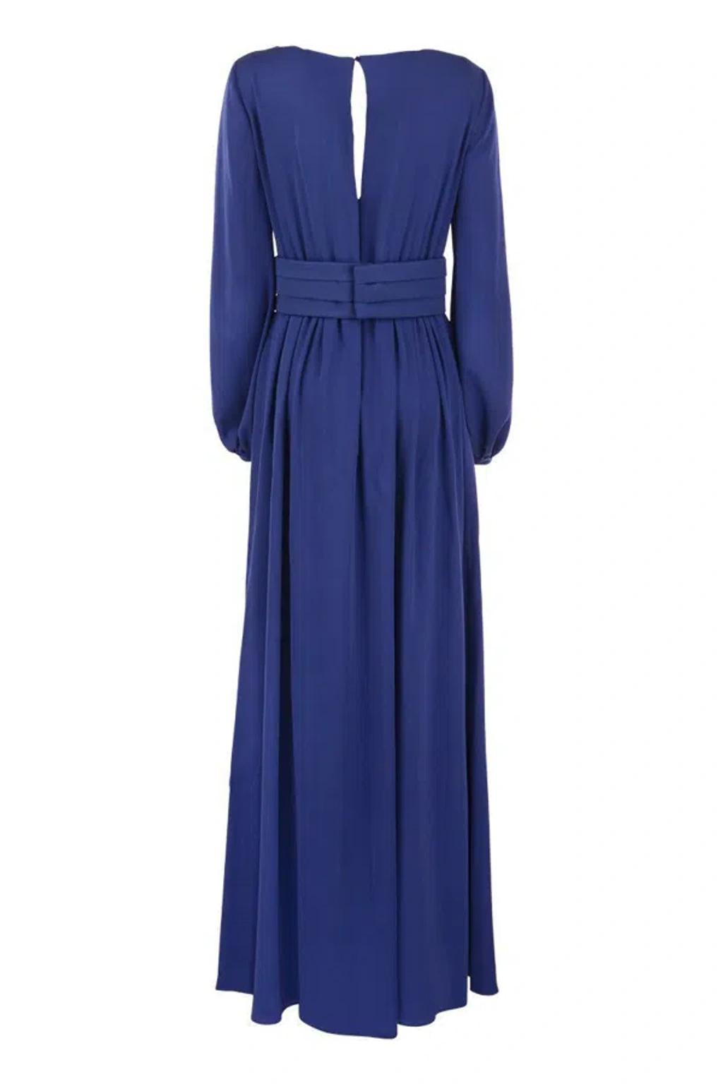 MAX MARA Tasca - Silk Georgette Dress In Blue Product Image