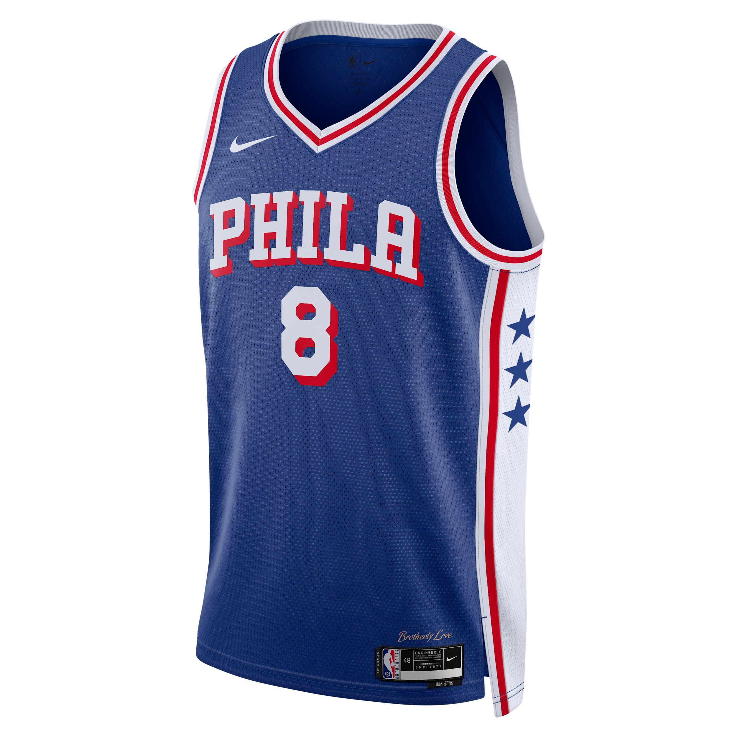 Tyrese Maxey Philadelphia 76ers Icon Edition Nike Mens Dri-FIT NBA Swingman Jersey | DX8620-403 Product Image