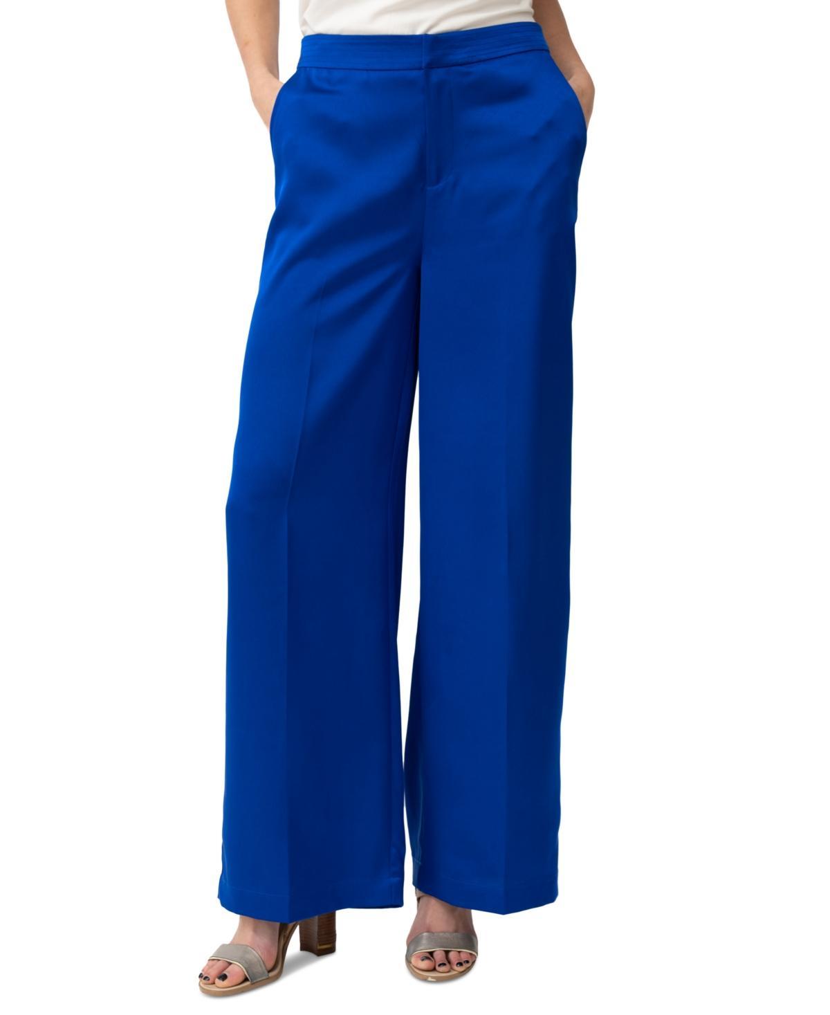 Adrienne Landau Womens Elastic-Back High-Rise Wide-Leg Pants Product Image