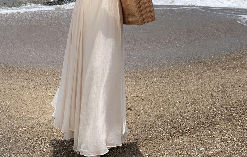 Halter Plain Maxi A-Line Sundress Product Image