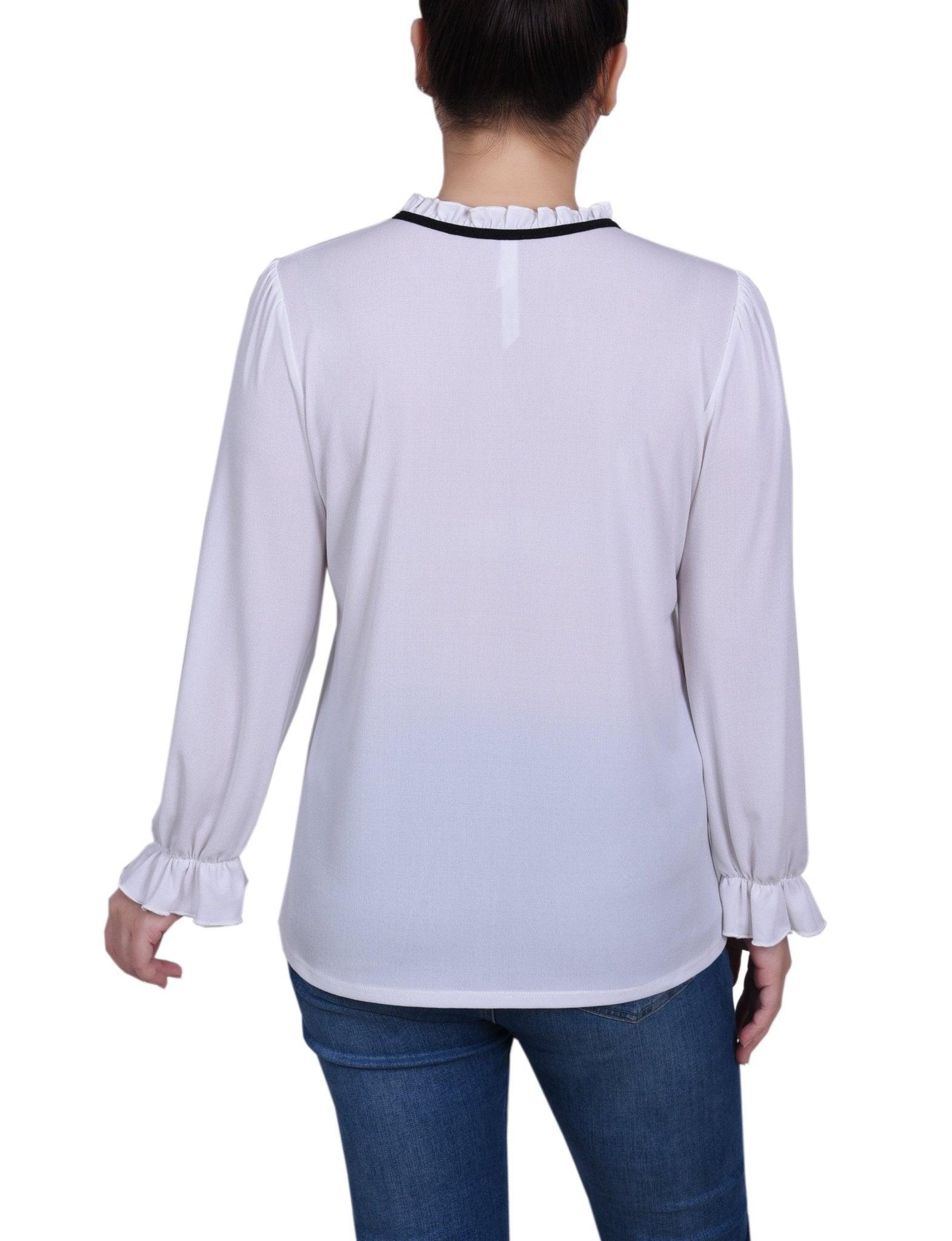 Long Sleeve Tie Neck Top - Petite Product Image