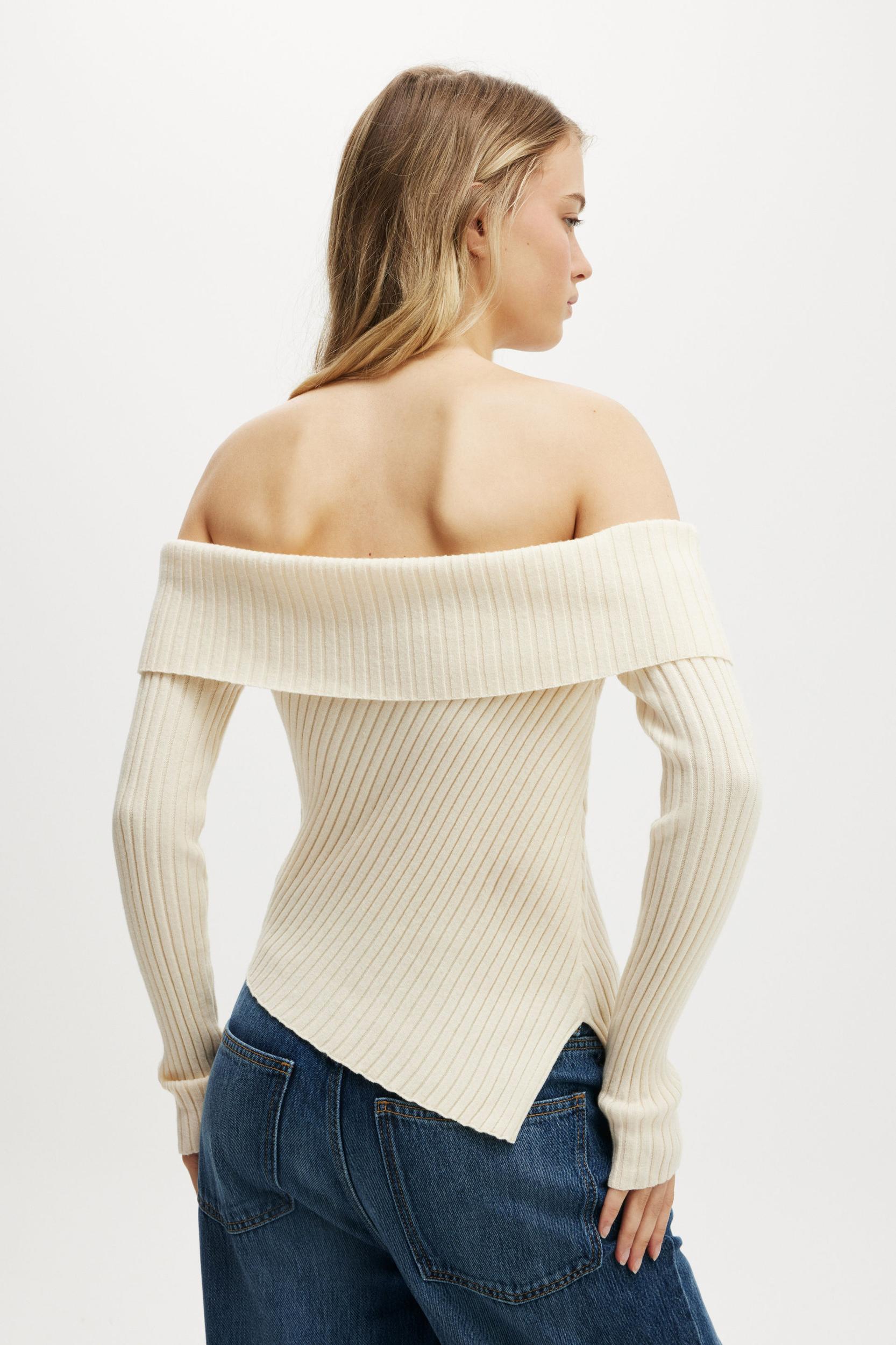 Asym Rib Off Shoulder Knit Product Image