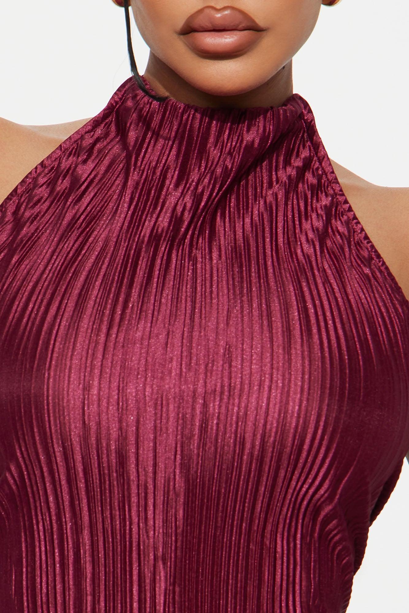 Lily Halter Top Pant Set - Burgundy Female Product Image