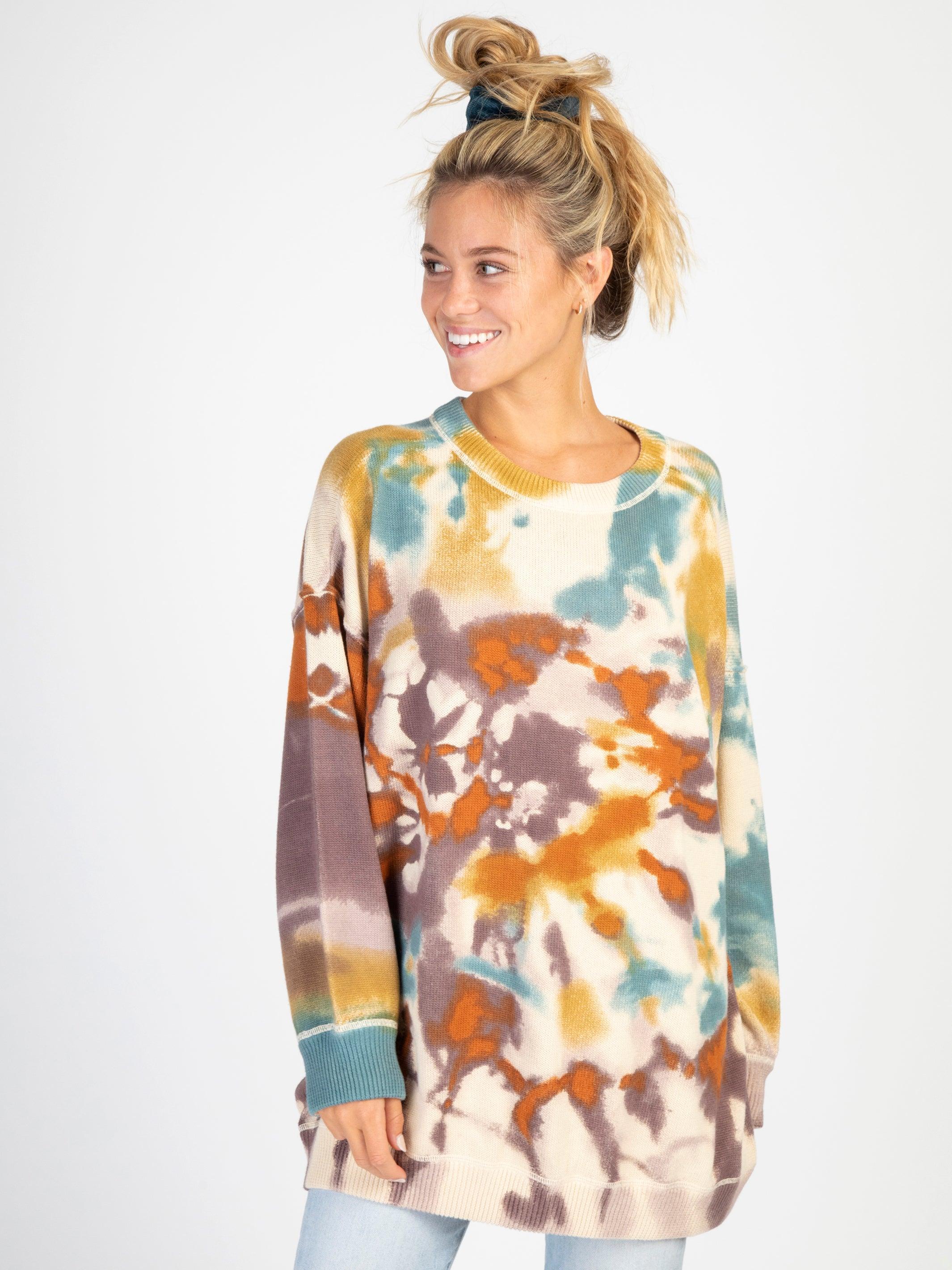 Taylor Oversized Cotton Sweater - Sunset Tie-Dye Product Image