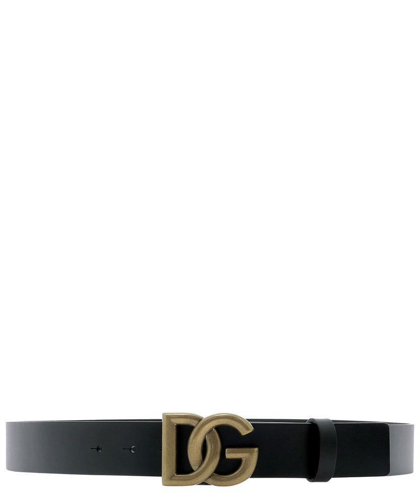 Dolce E Gabbana Mens Black Leather Belt In Nero Oro Product Image