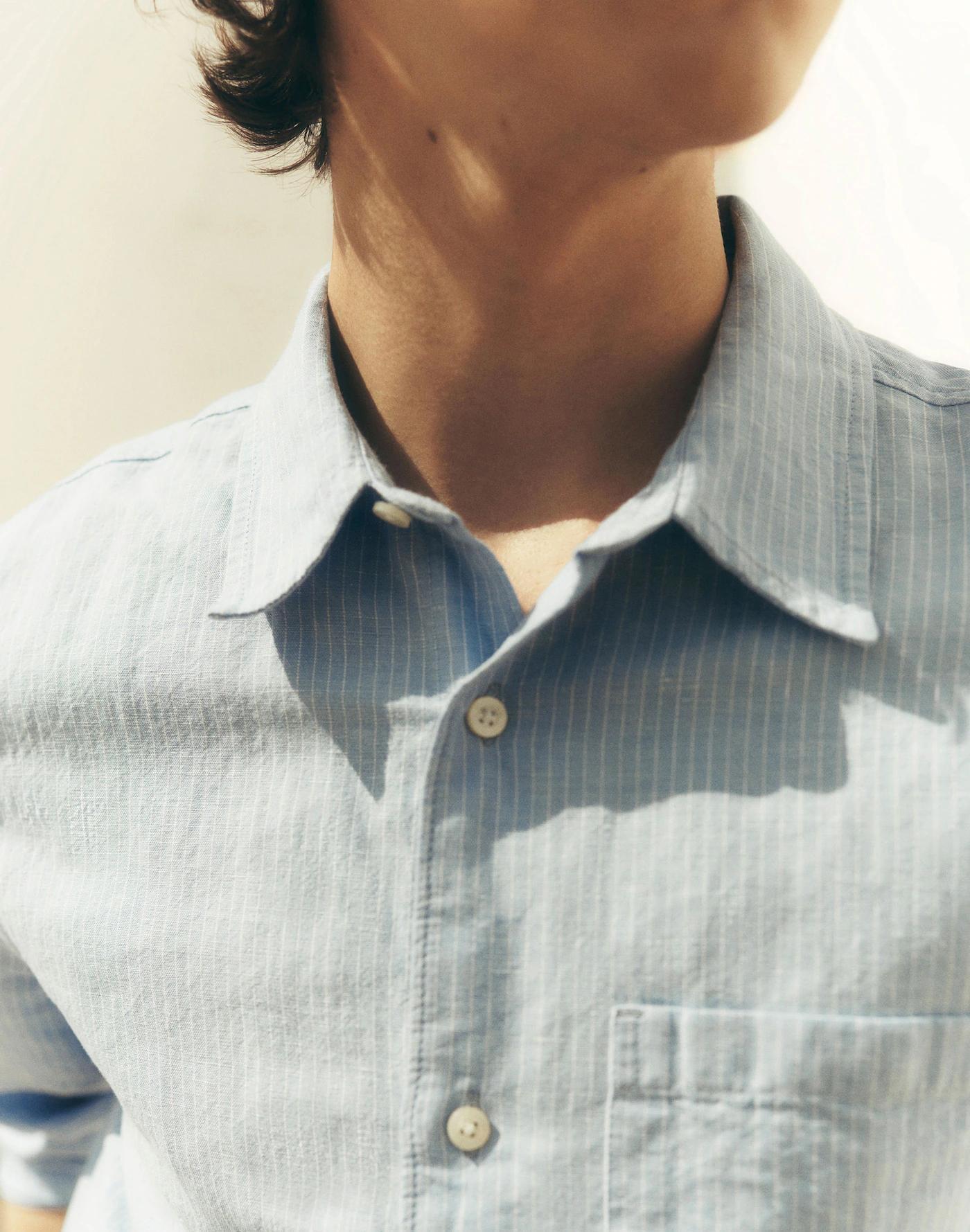 Button-Up Shirt in Cotton-Linen Blend Product Image
