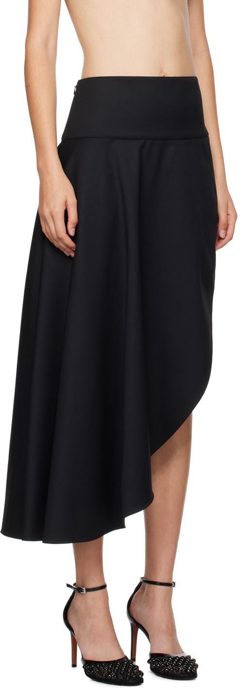 ALAÏA Asymmetric Merino Wool Maxi Skirt In Black Product Image