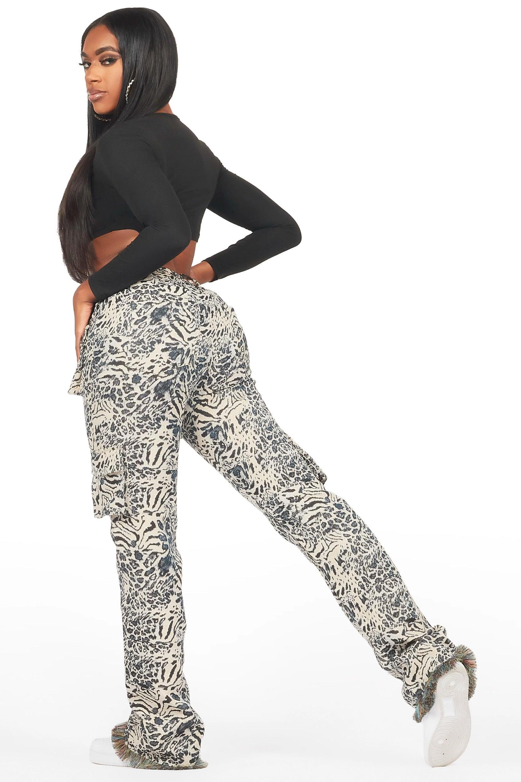 Tonya Black/White Tapestry Stacked Pant Female Product Image