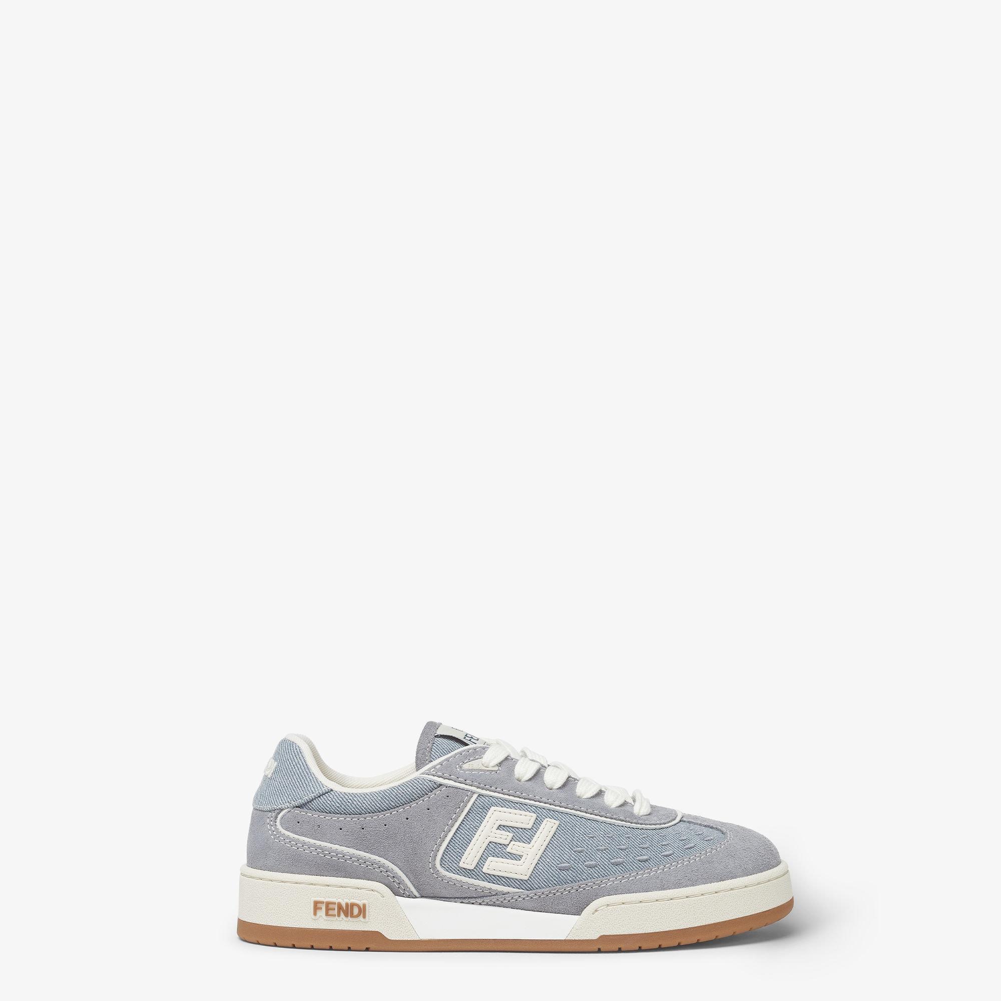 Fendi MatchLight blue denim fabric and suede low tops Product Image