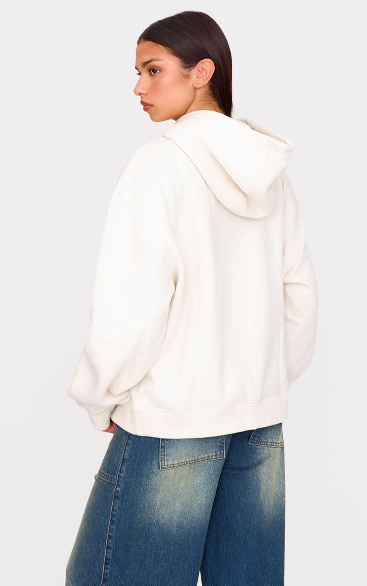 PRETTYLITTLETHING Ecru Embroidered Seam Detail Oversized Hoodie Product Image