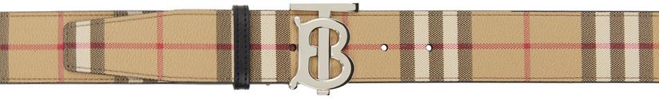 BURBERRY Beige Check Belt In Archive Beige/silver Product Image