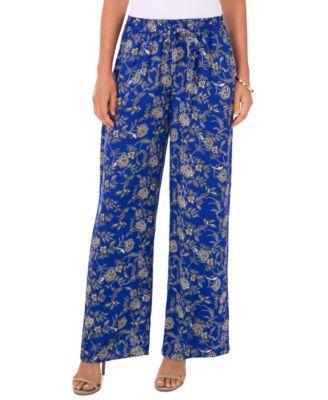 Vince Camuto Womens Floral Wide-Leg Pull-On Pants Product Image