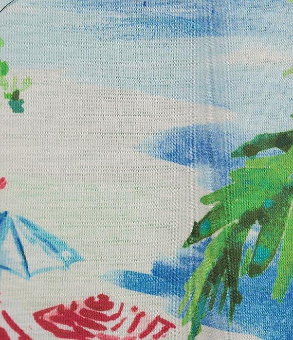Allison Daley Petite Size Miami Beach Print 3/4 Sleeve Crew Neckline Knit Top Product Image