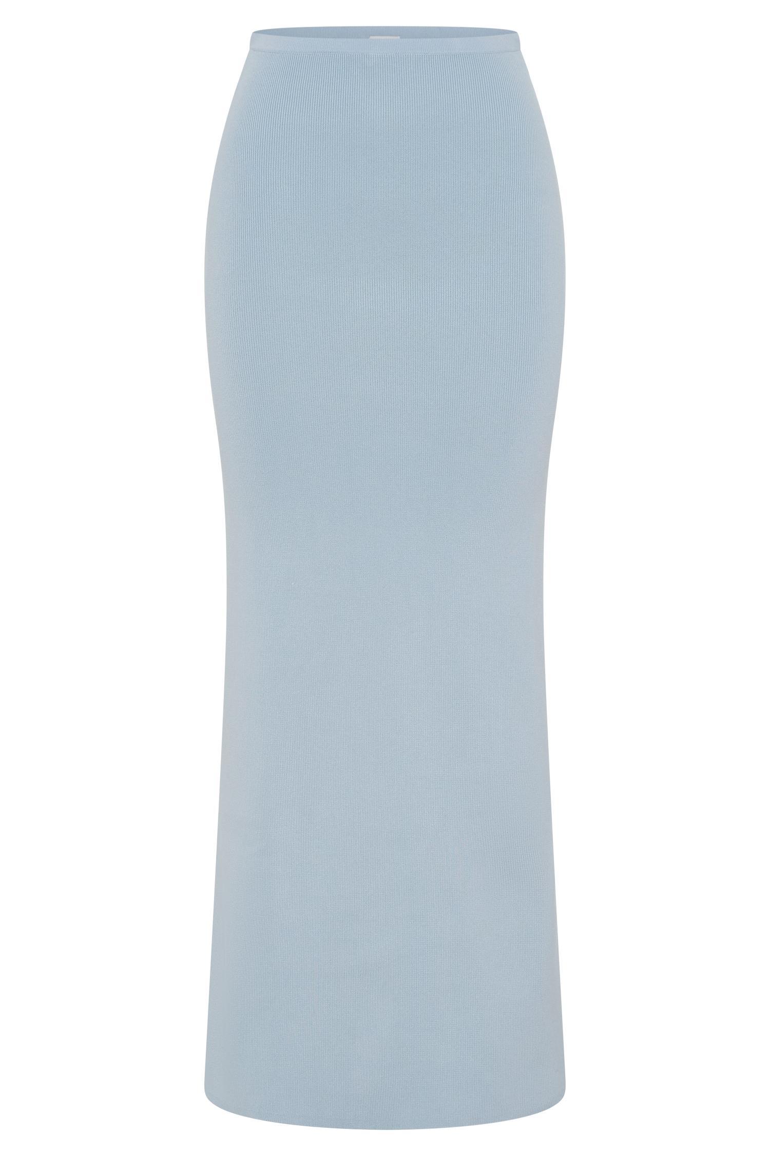 Maxine Knit Maxi Skirt - Light Blue Product Image
