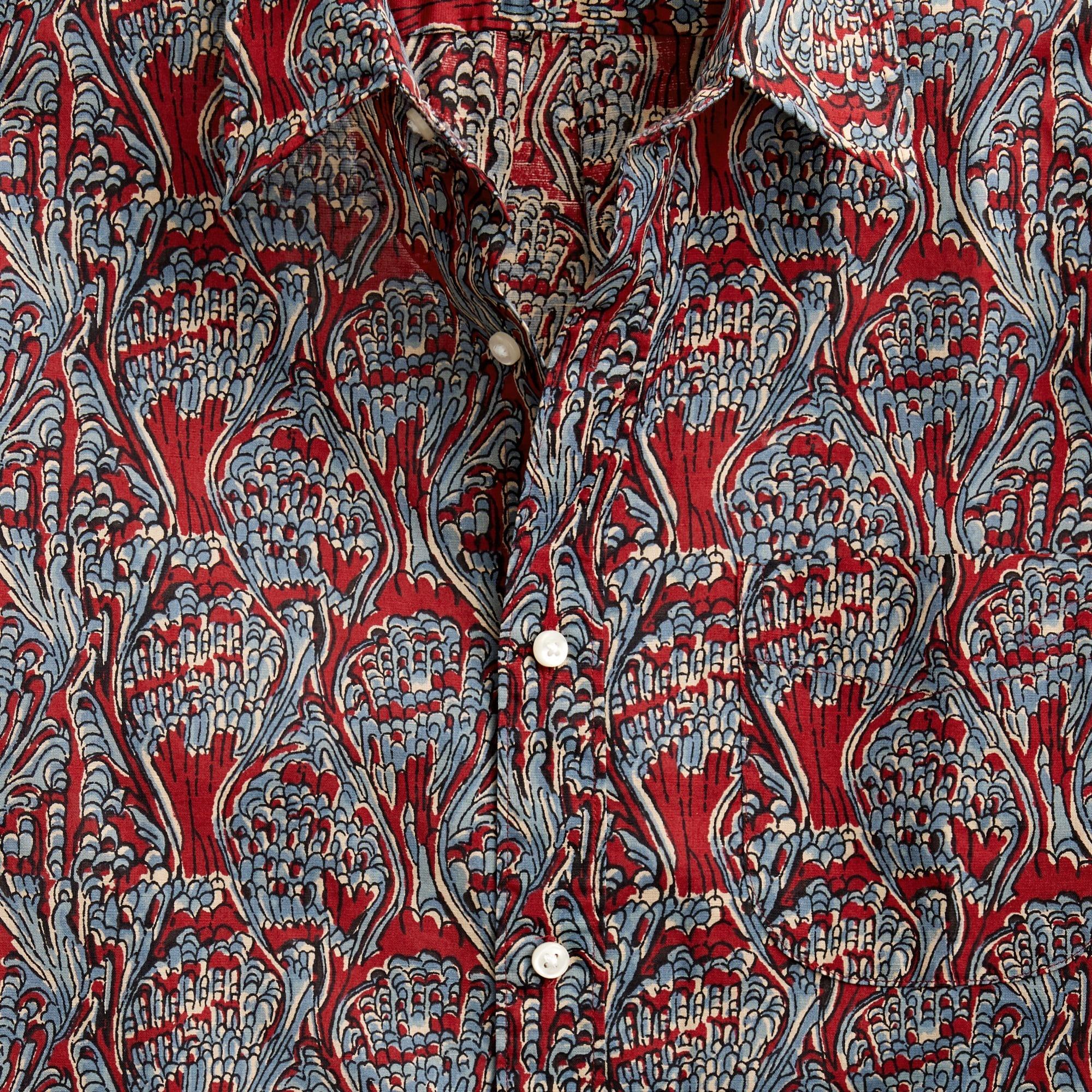 Short-sleeve cotton-linen blend shirt in print Product Image