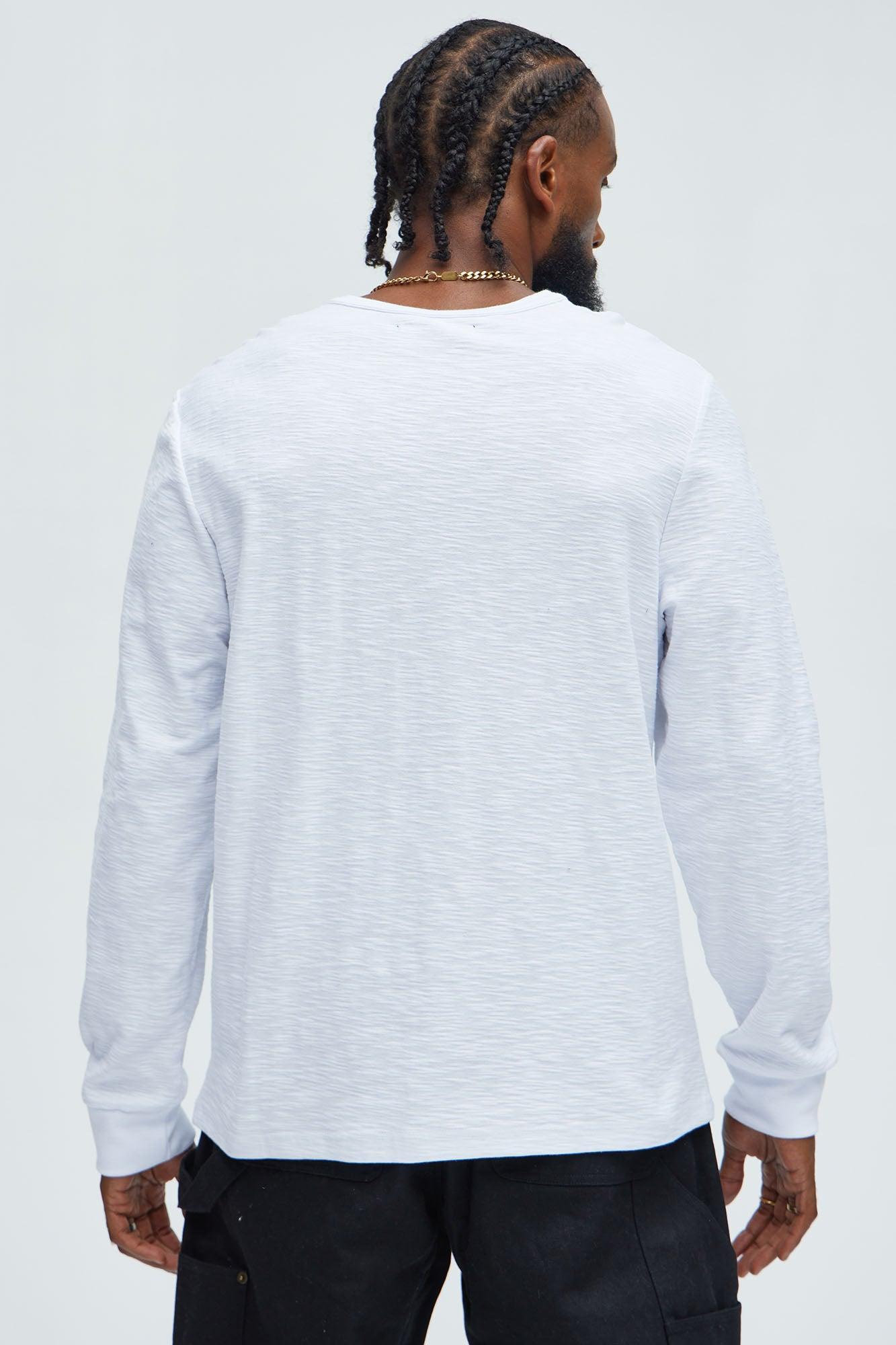 Asher Slub Texture Long Sleeve Tee - White Product Image