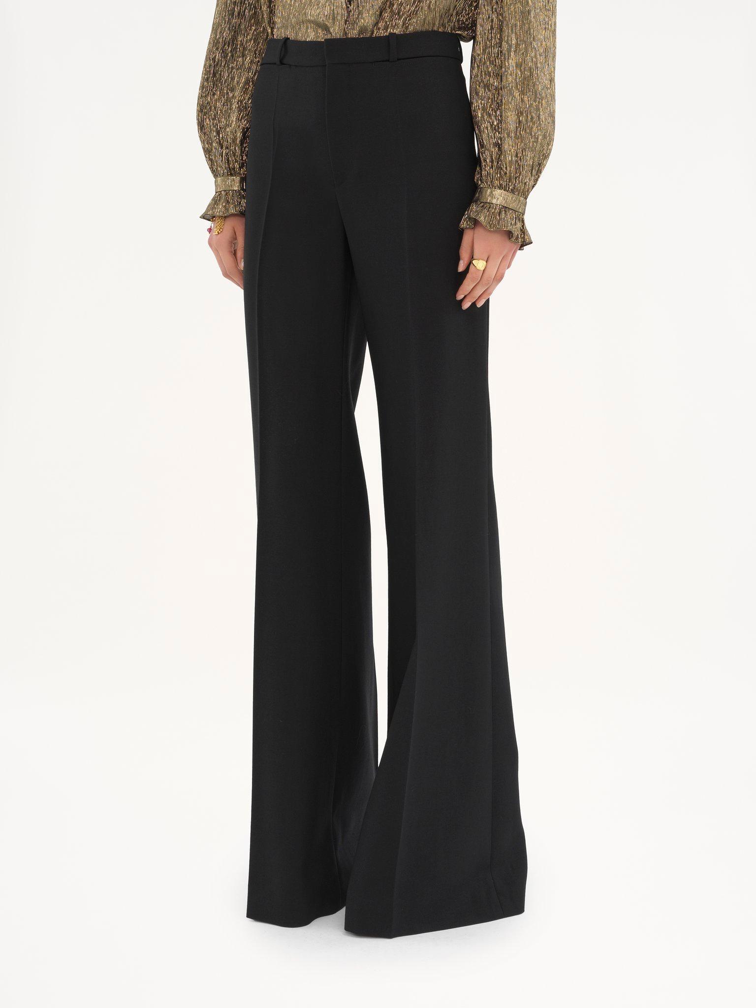 Flared tailored pants in wool grain de poudre Product Image
