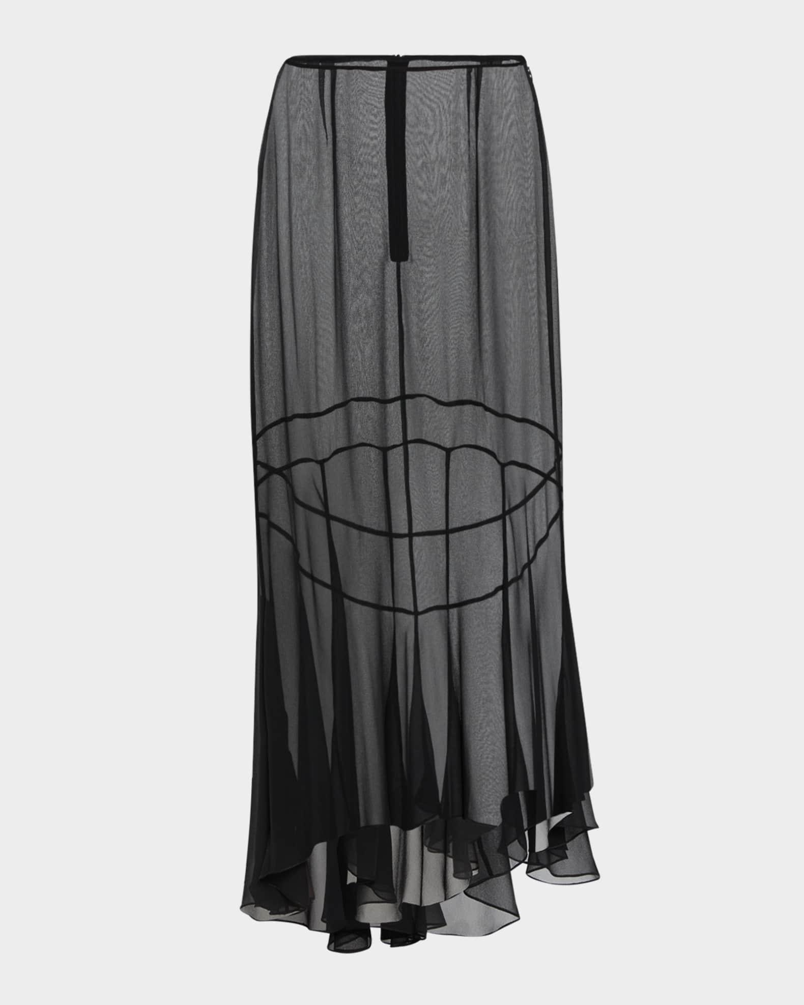 Asymmetric Flare Sheer Silk Midi Skirt Product Image