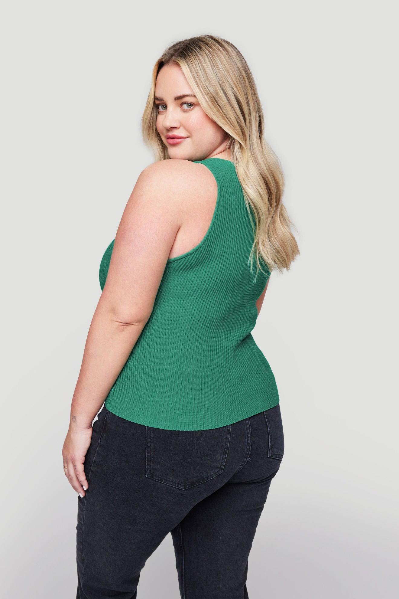 Astor V-Neck Tank - Spring Green Product Image