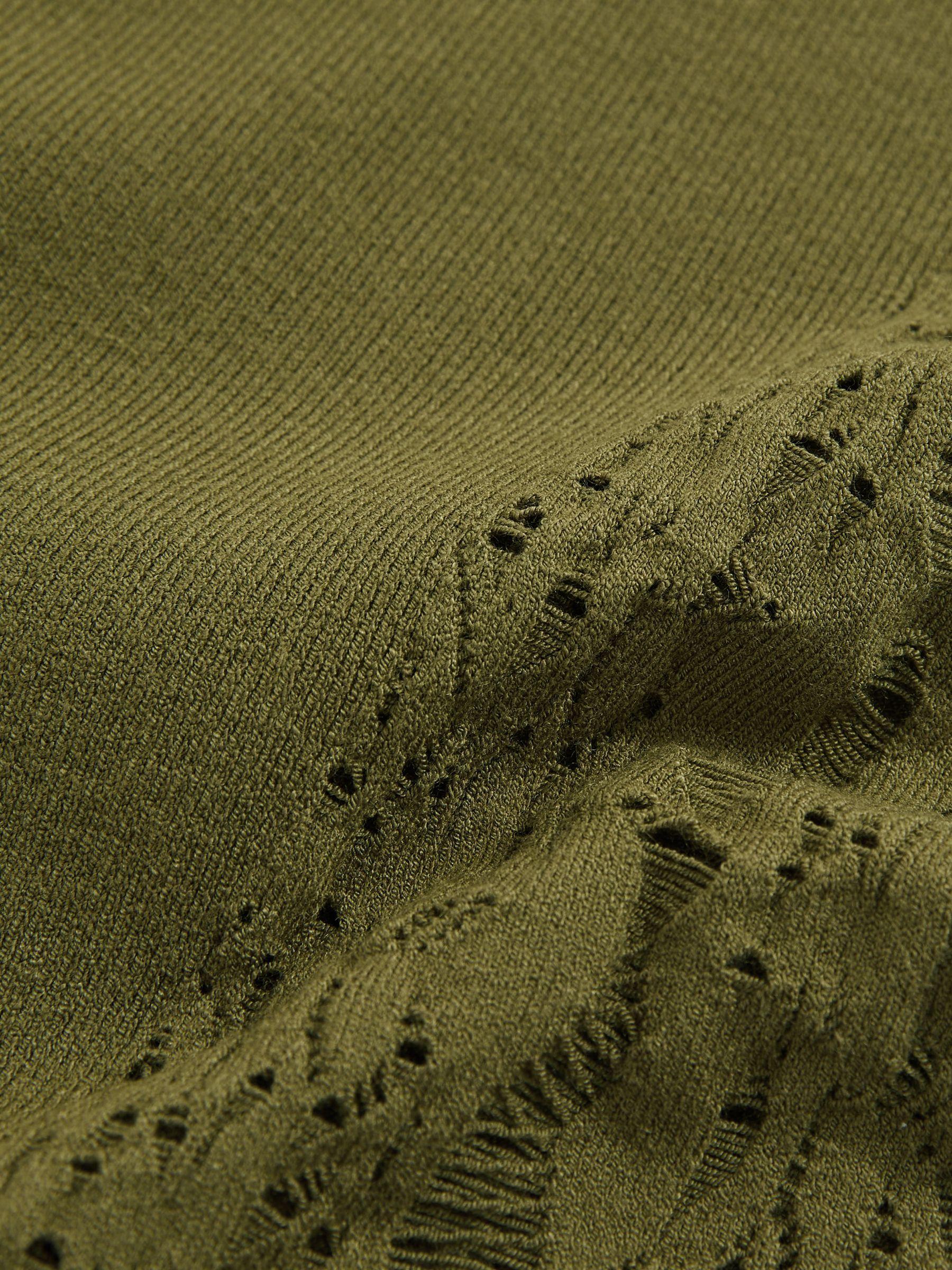 Lace-Knit Detail One-Shoulder Bodysuit in Green Product Image