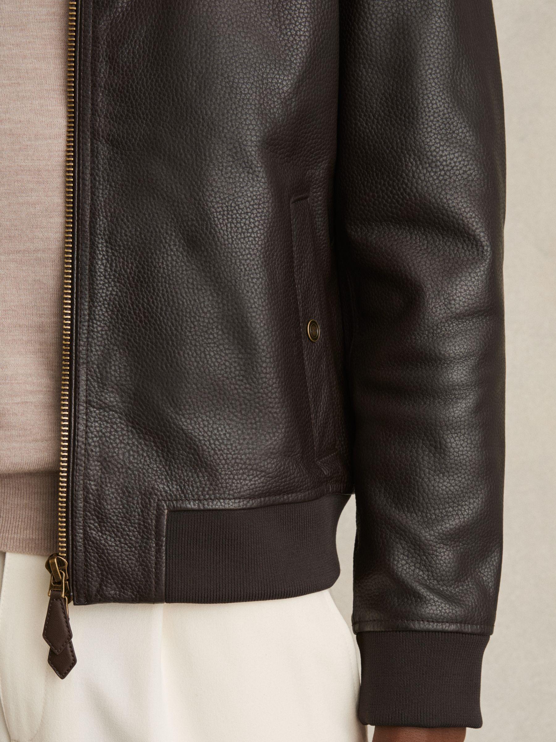 Leather Bomber Jacket in Brown Product Image