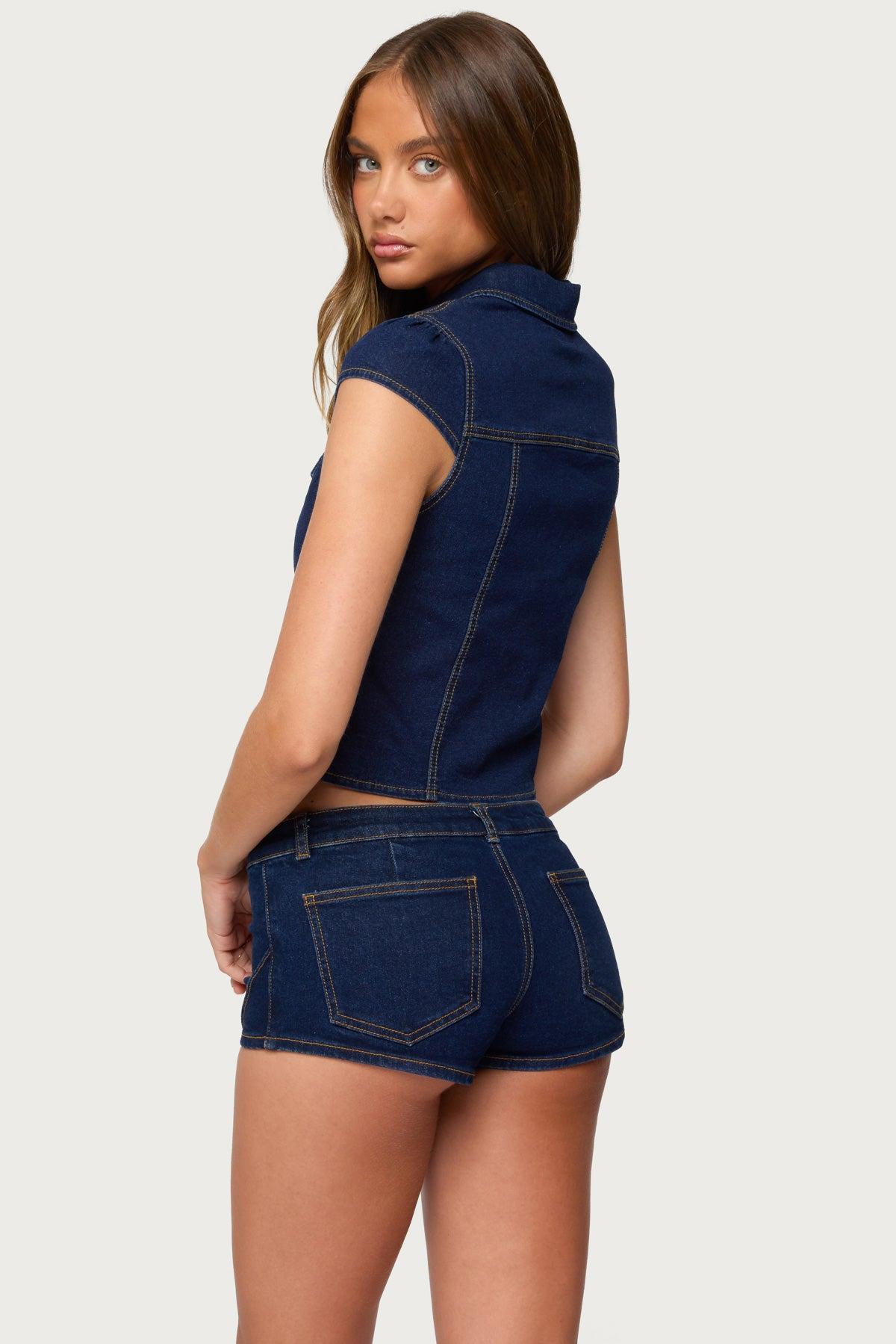 Contrast Stitch Button Up Denim Shirt Product Image