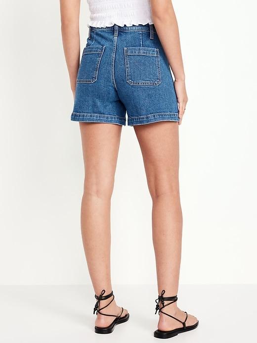 High-Waisted Jean Trouser Shorts -- 3-inch inseam Product Image