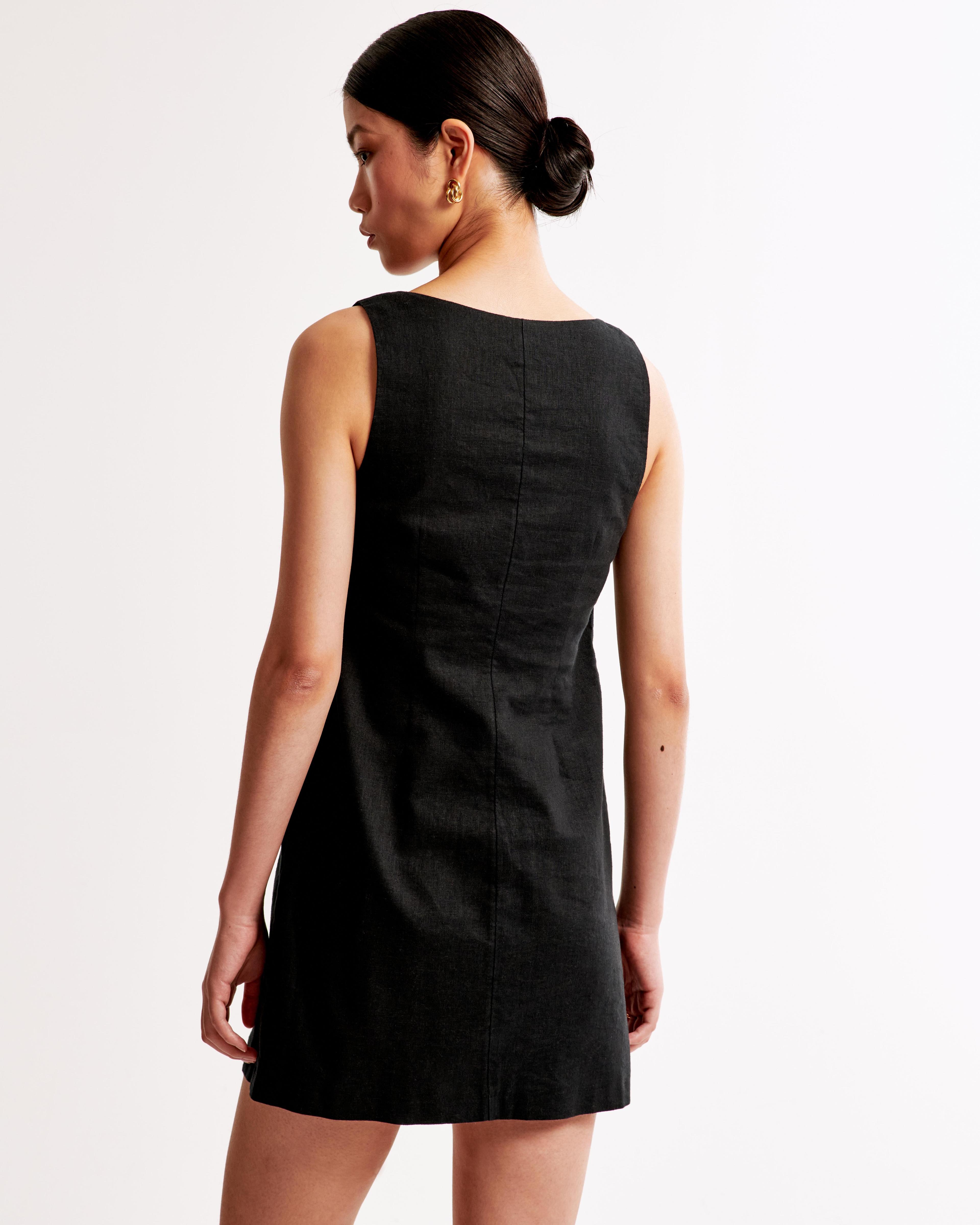 The A&F Mara Squareneck Linen-Blend Vest Mini Dress Product Image