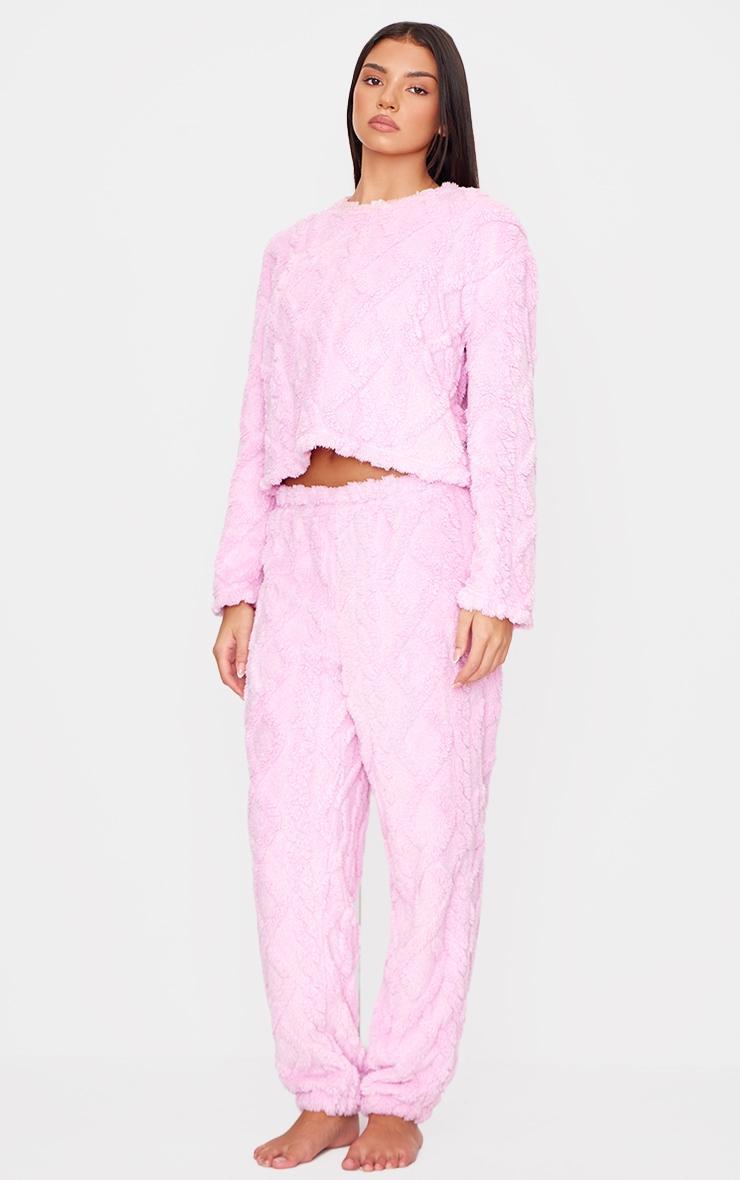 Pink Cable Fleece Long Pj Set Product Image