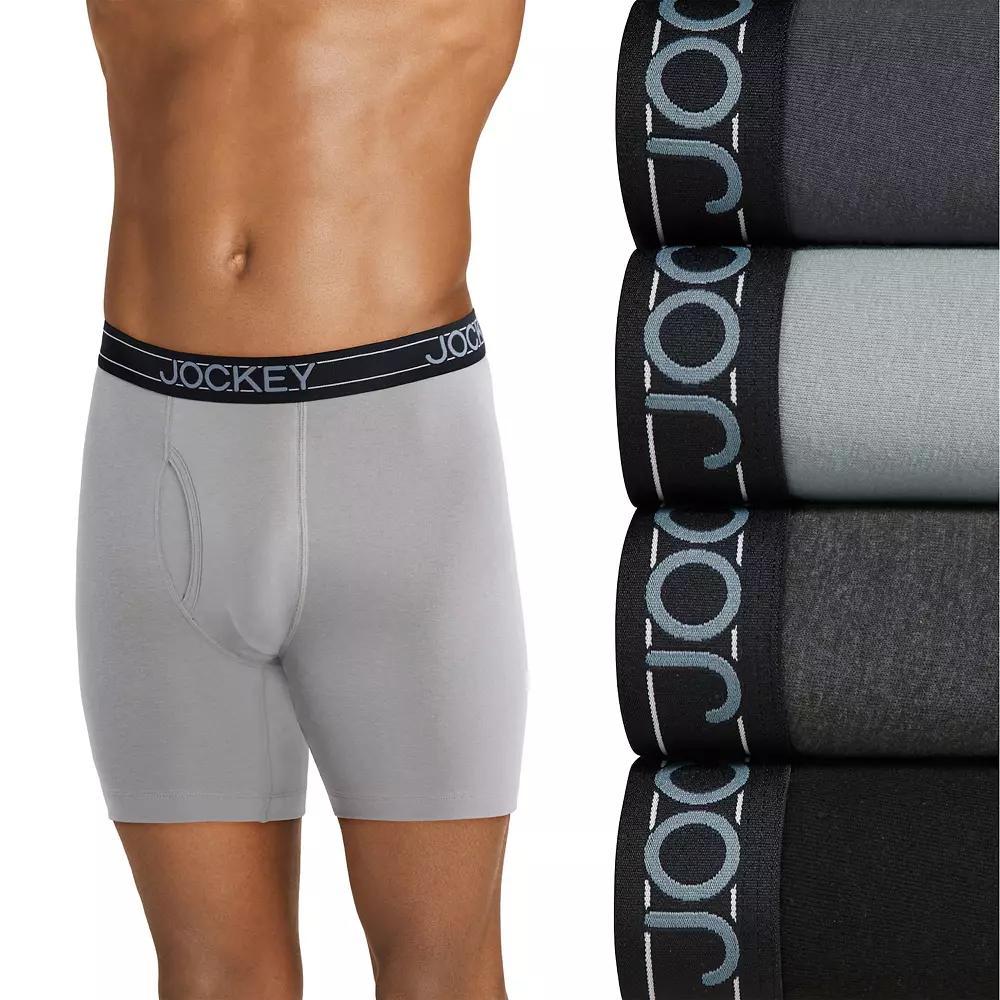 Men's Jockey® 4-Pack Lightweight Cotton Blend 7" Long Leg Boxer Brief,  Product Image