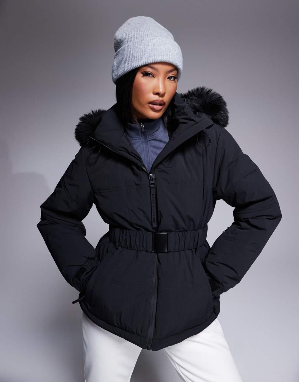 ASOS 4505 Petite Ski water repellent insulated ski jacket in black Product Image