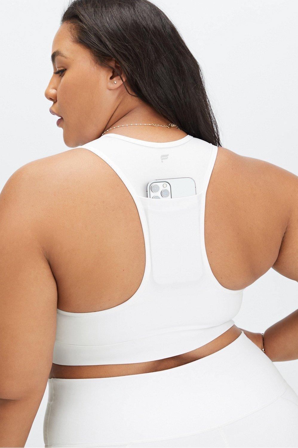 Fabletics On-The-Go Medium Impact Sports Bra Womens white Size XS Product Image