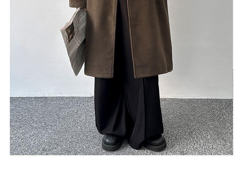 Double Breasted Plain Long Coat Product Image