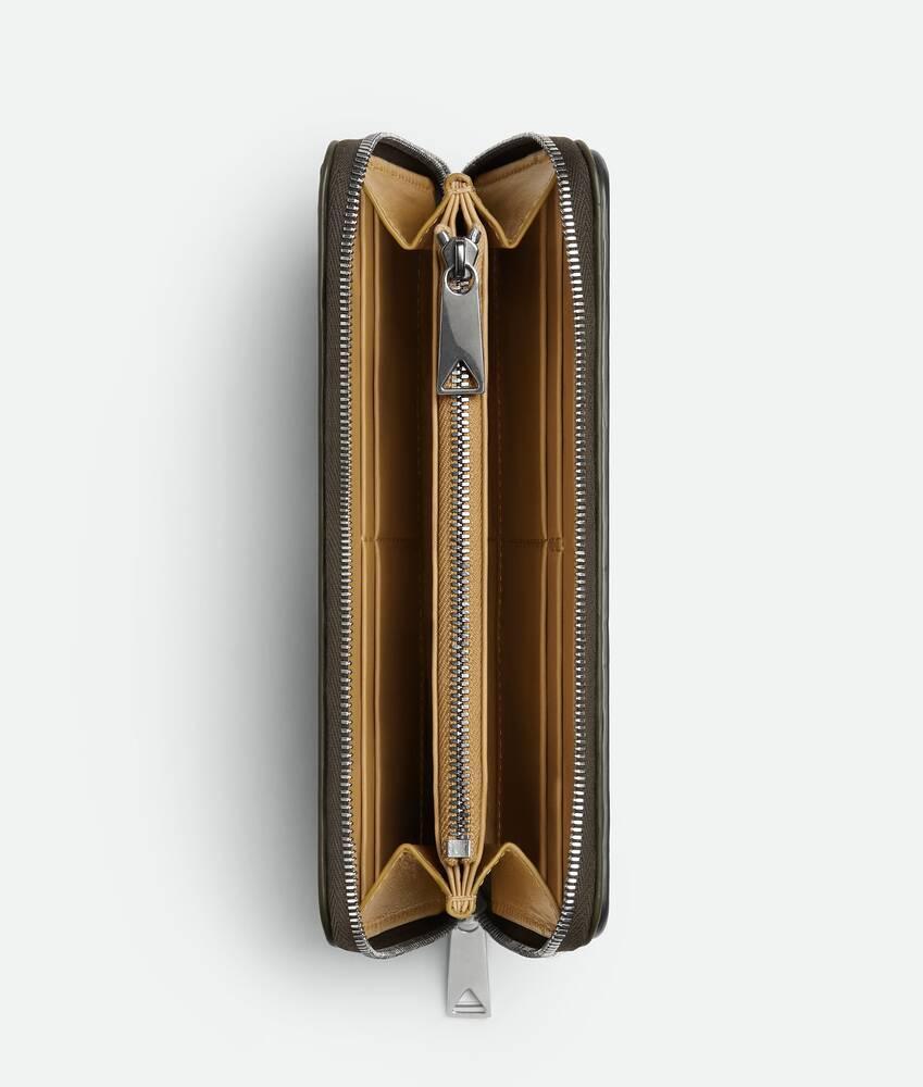 Men's Intrecciato Zip Around Wallet in Kaki/dark praline Product Image