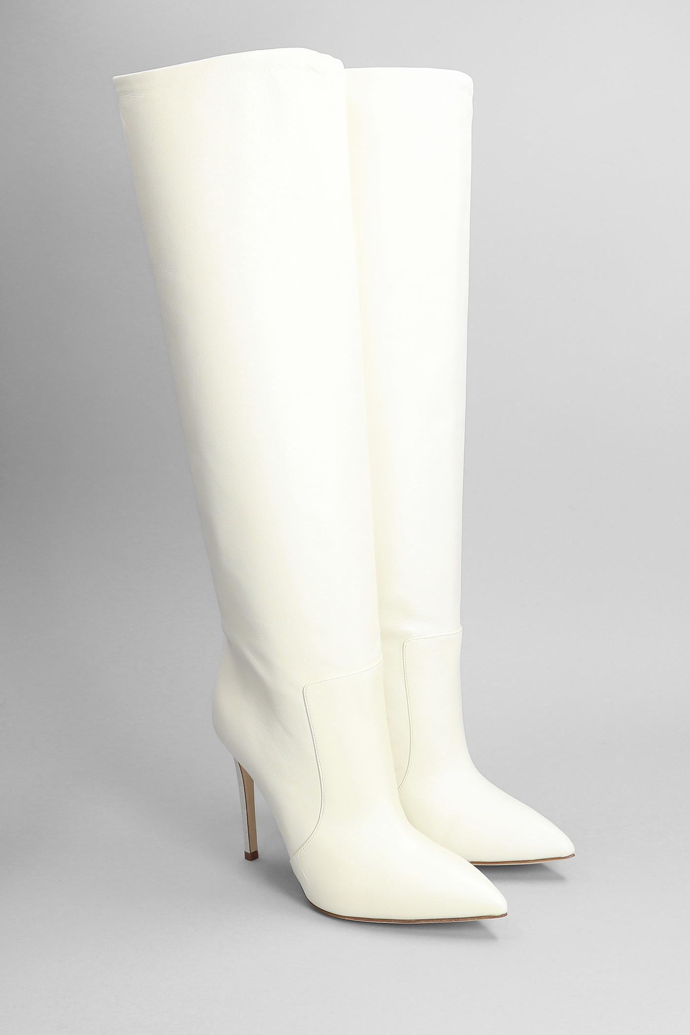 Knee-high Leather Boots In White Product Image